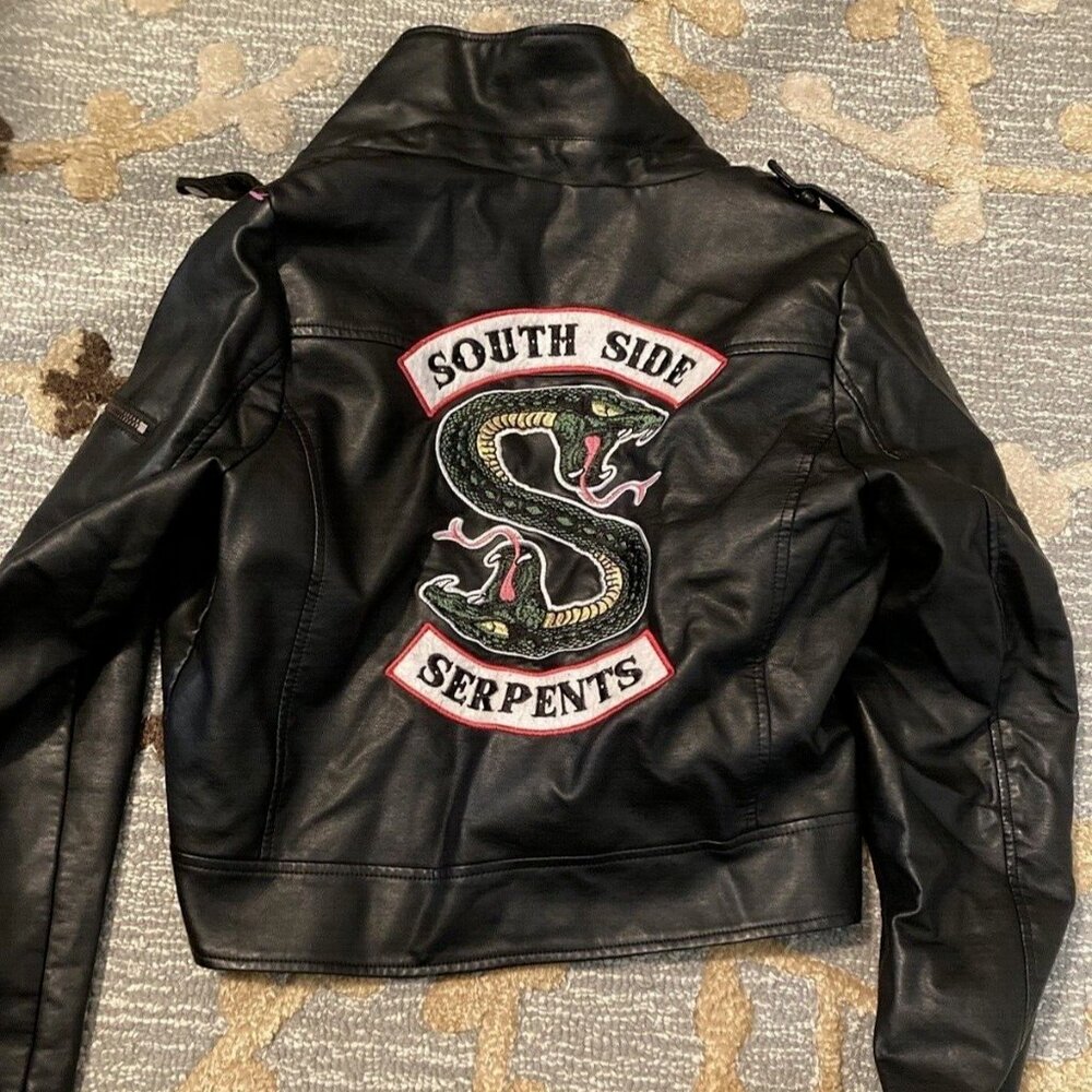 Riverdale South Side Serpents Motorcycle Moto Faux Leather Jacket size M(women)